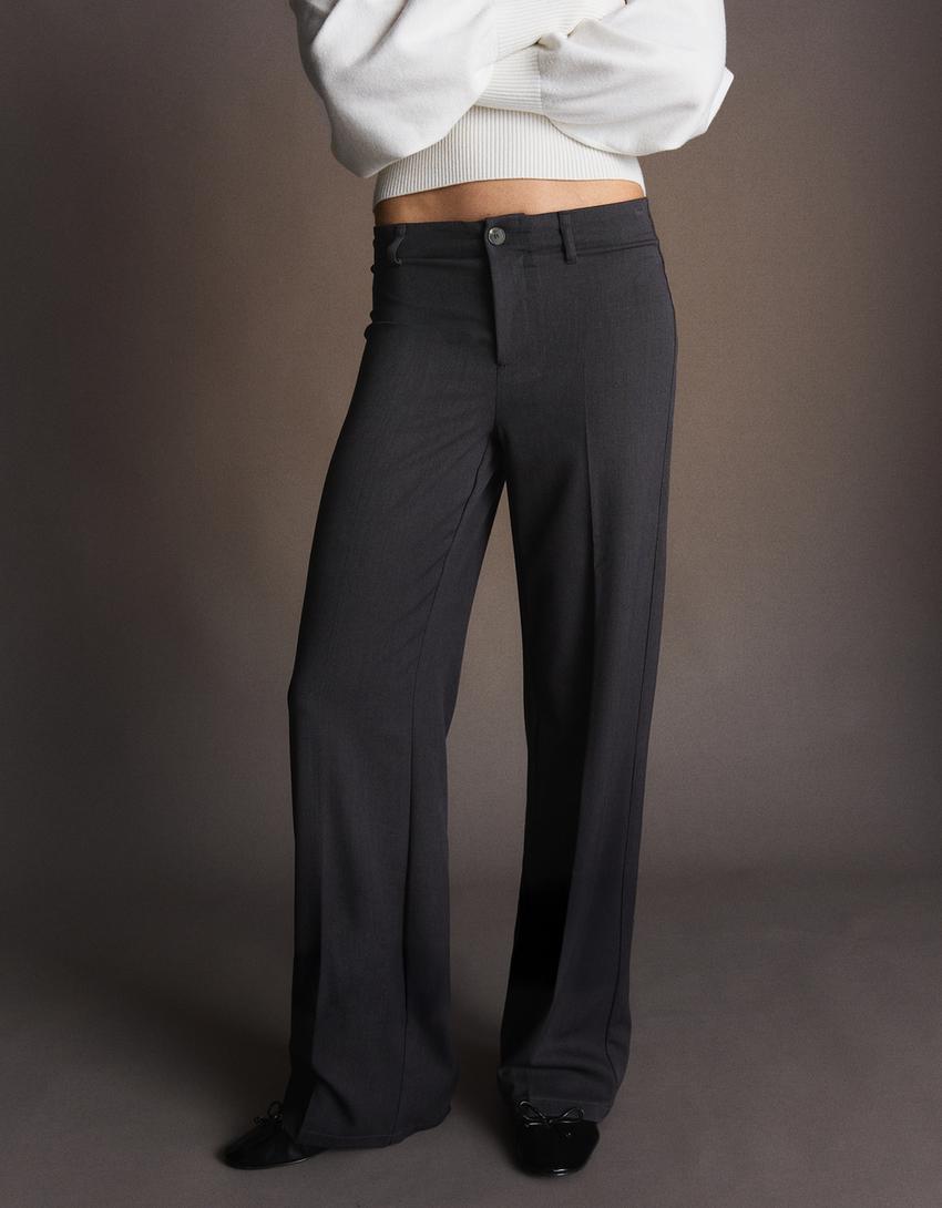 Geniş paça pantolon-Koyu gri