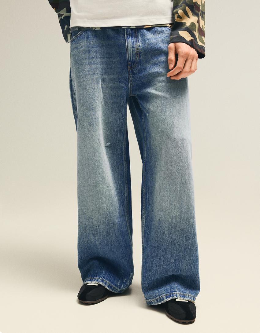 Baggy fit skater jean-Açık mavi