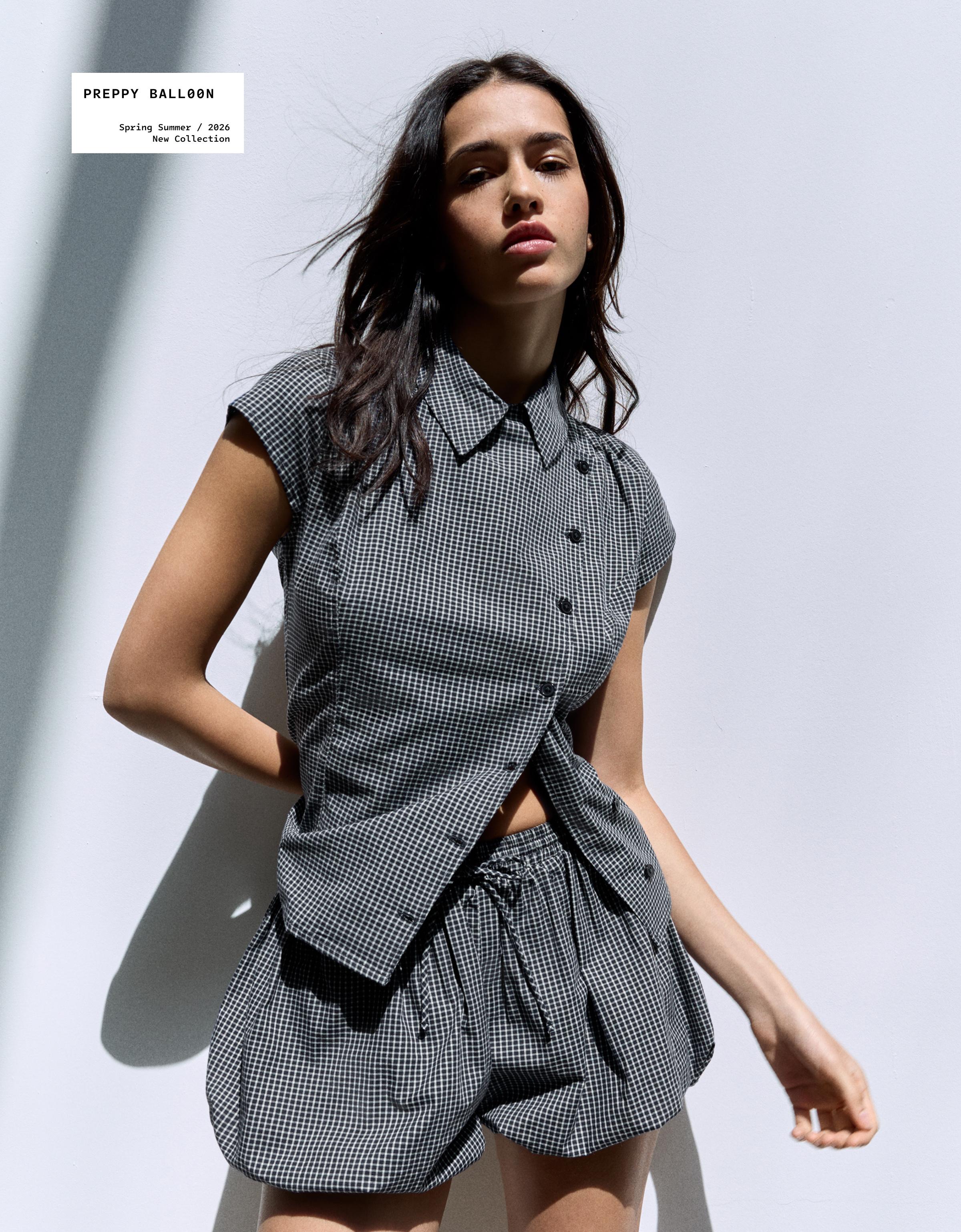 Short sleeve cross-button shirt — Navy