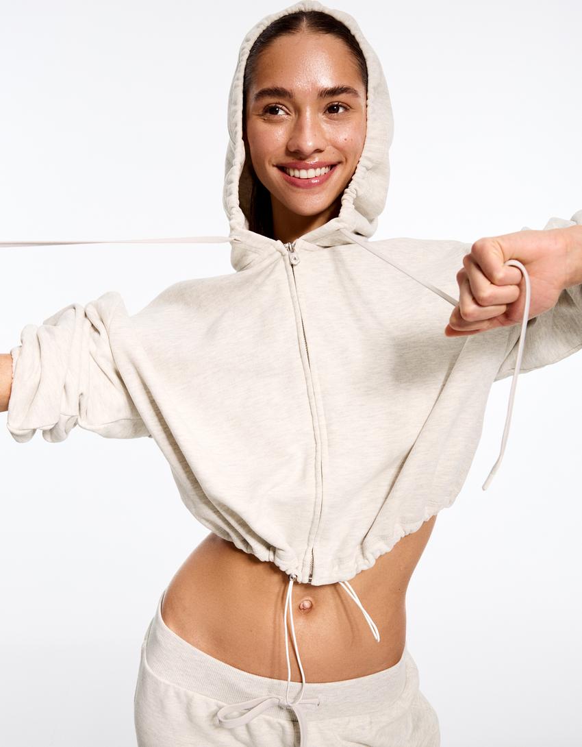 Balloon zip-up hoodie-Grey