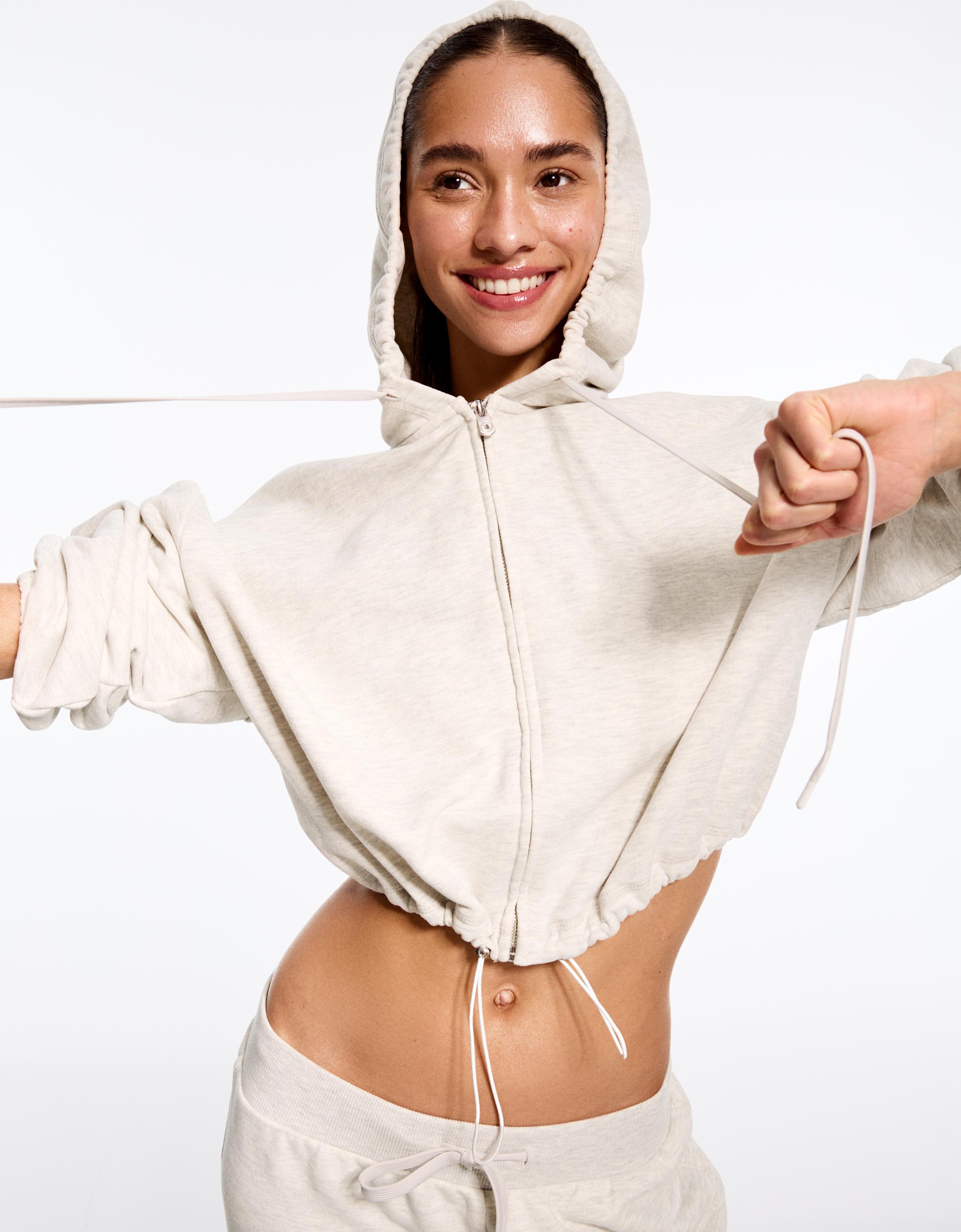 Balloon zip-up hood sweatshirt — Grey