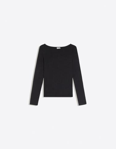 Long sleeve T-shirt with tie-fastening neckline — Black 6