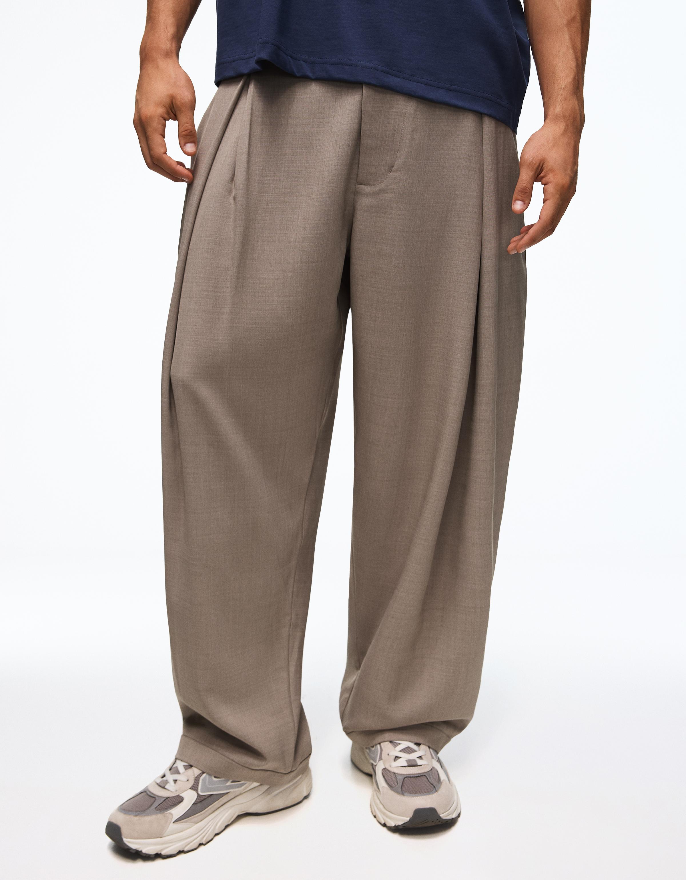 Bershka Tailored fit baggy pantolon görsel 4