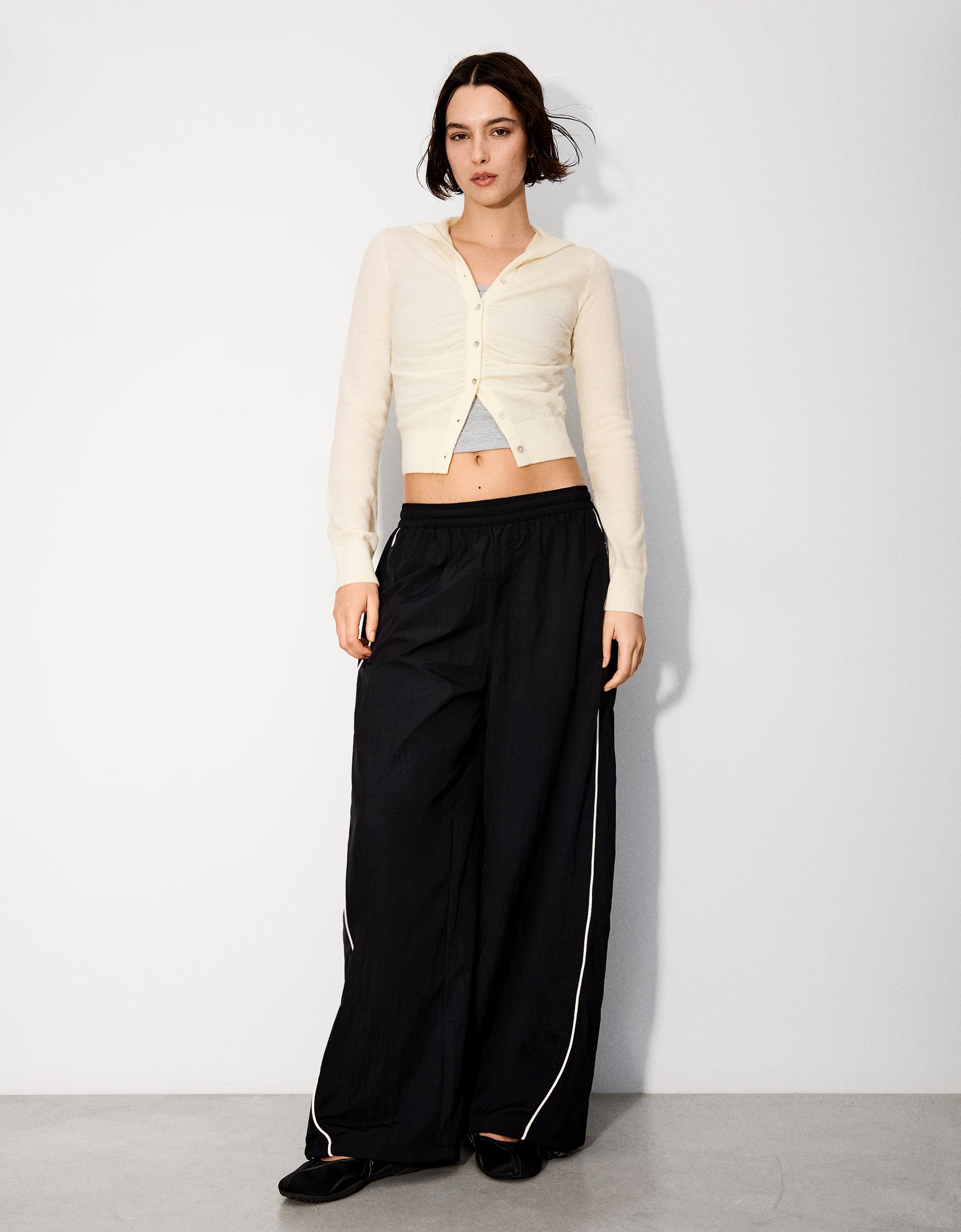 Fine hooded cardigan — Cream