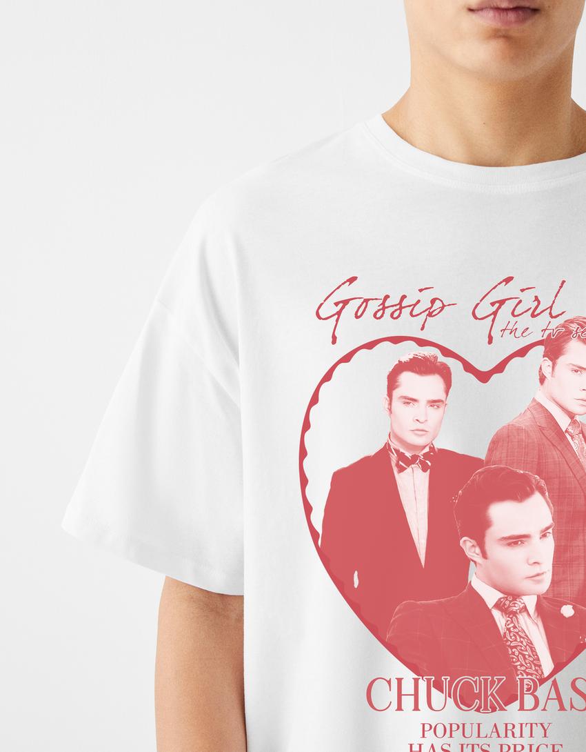 Gossip Girl print oversize short sleeve T-shirt-Off white-6