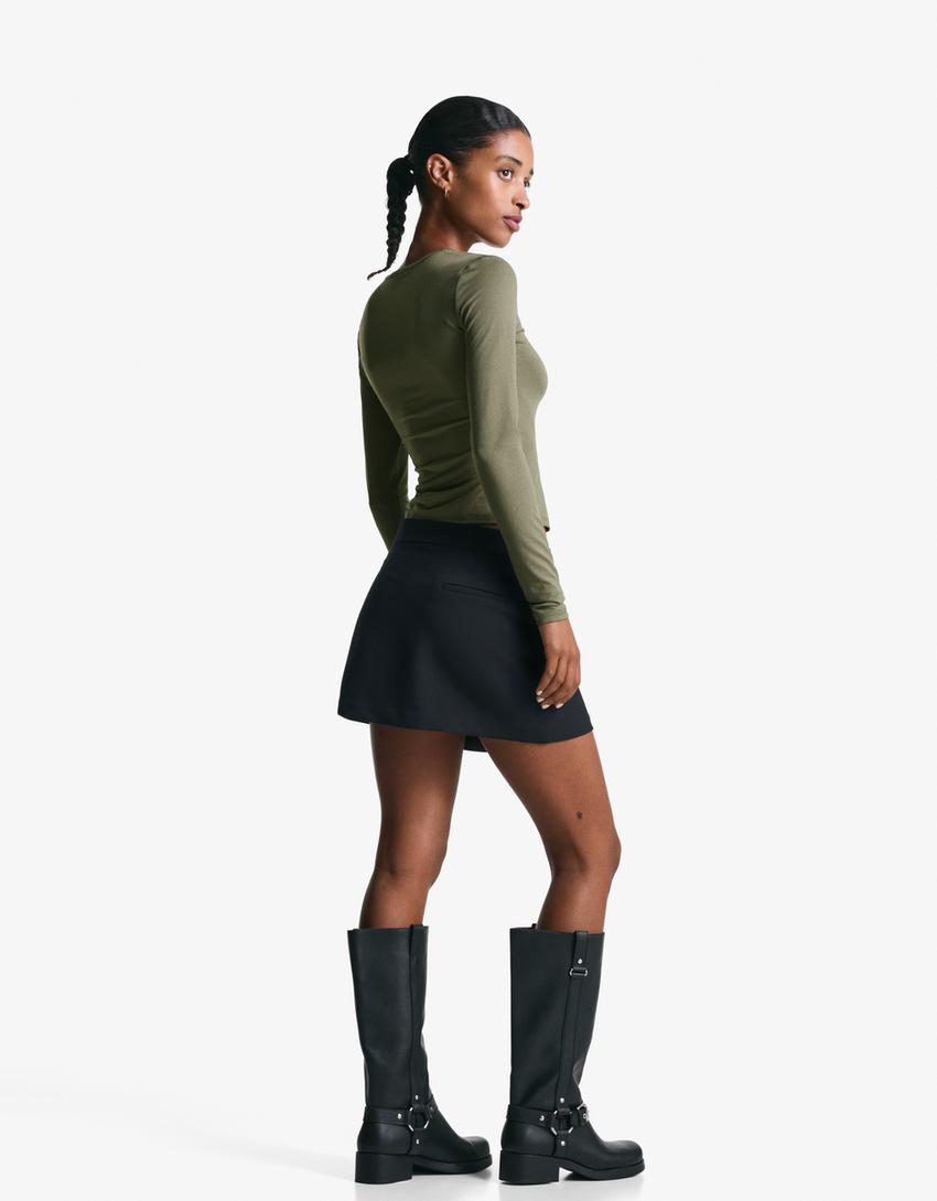 Langarmshirt mit Knöpfen-Khaki