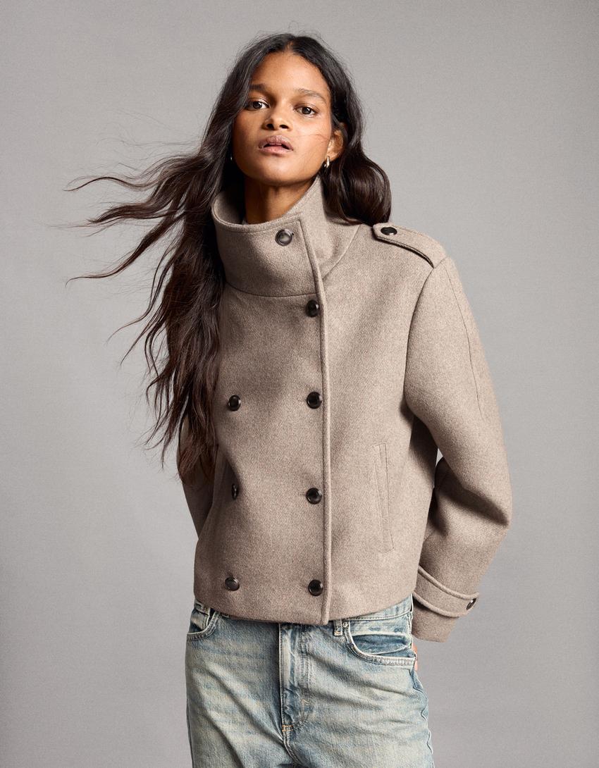 Felt-effect double-breasted jacket