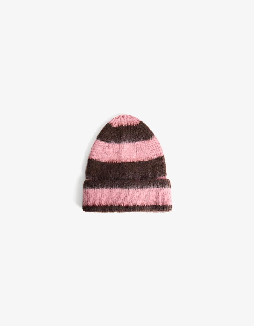 Striped beanie-Pink