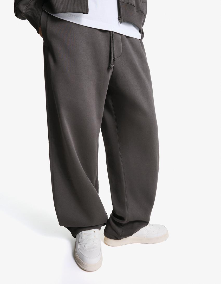 Balloon fit trousers-Grey-2