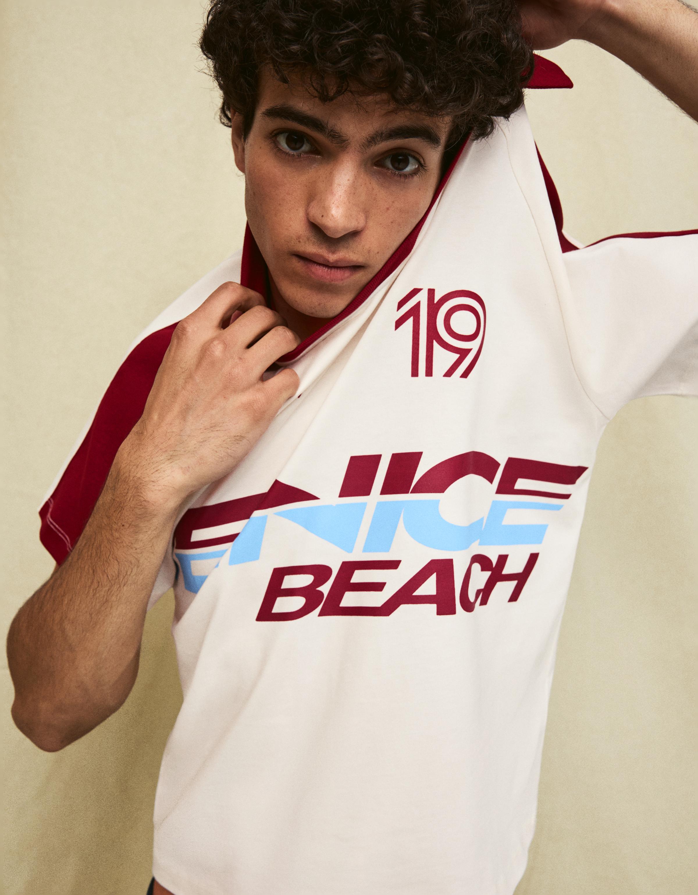 Retro print polo shirt — Maroon