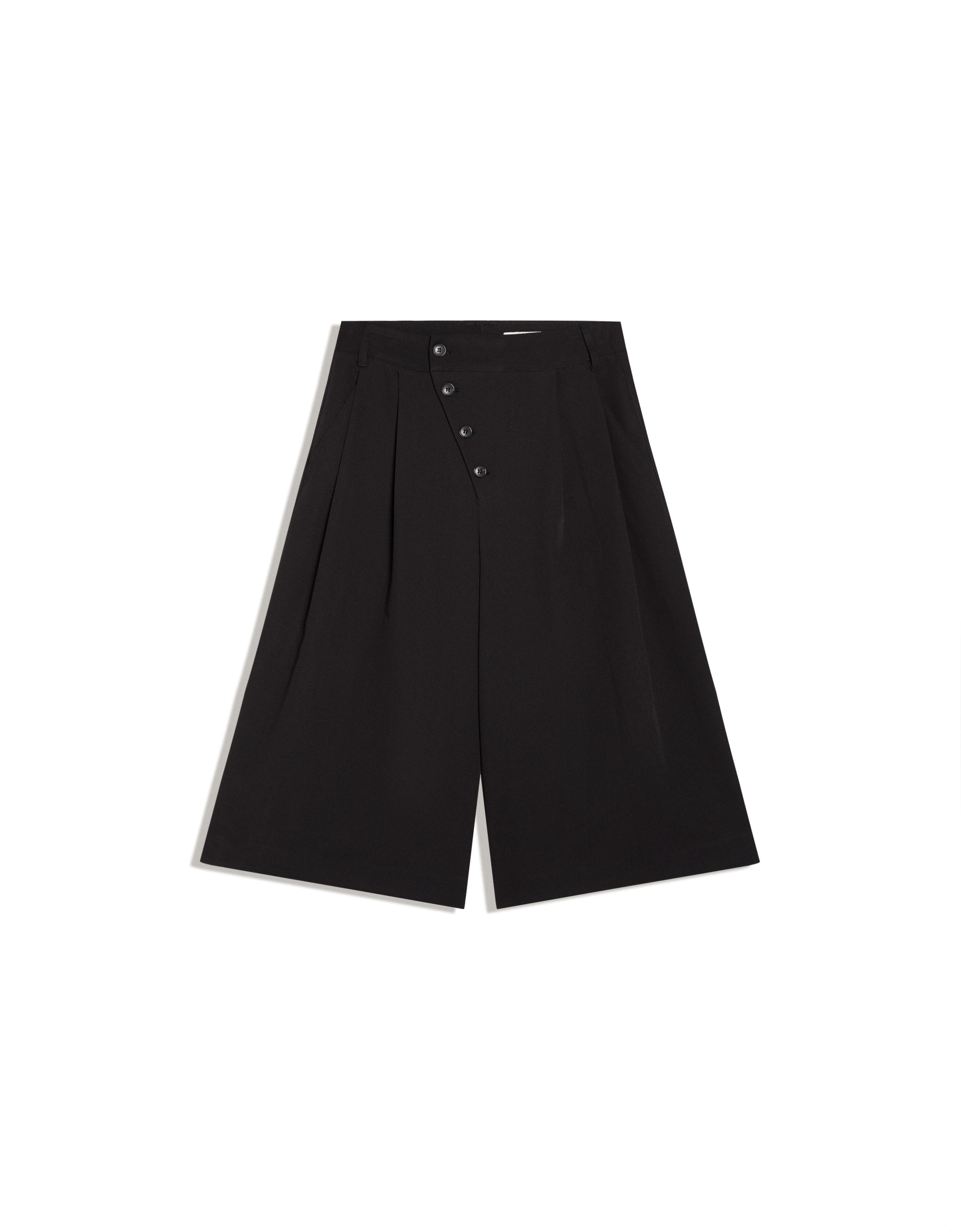 Culotte Bermuda shorts with crossed buttons — Black