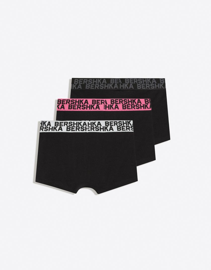 Confezione da 3 boxer doppio logo-Fucsia