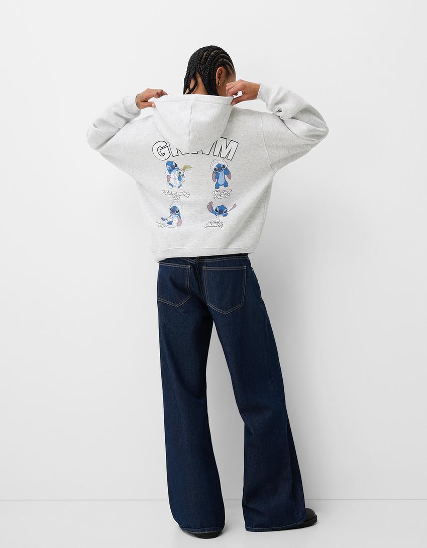 Sudadera Lilo & Stitch capucha print-Gris-1