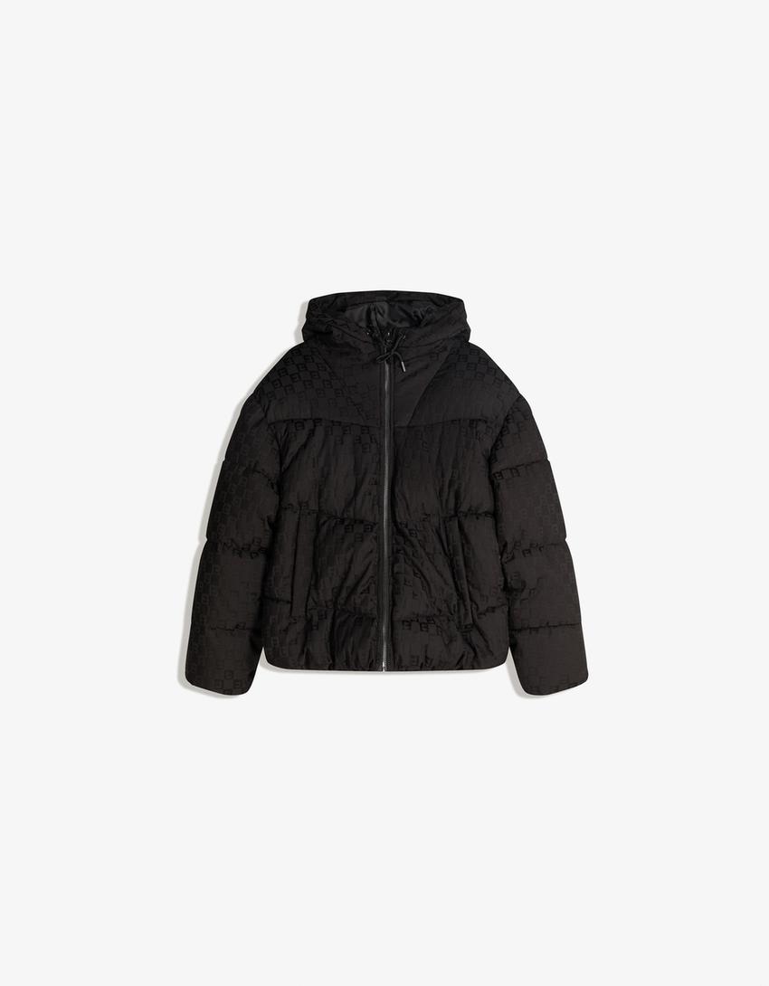 Blouson matelassé monogramme-Noir