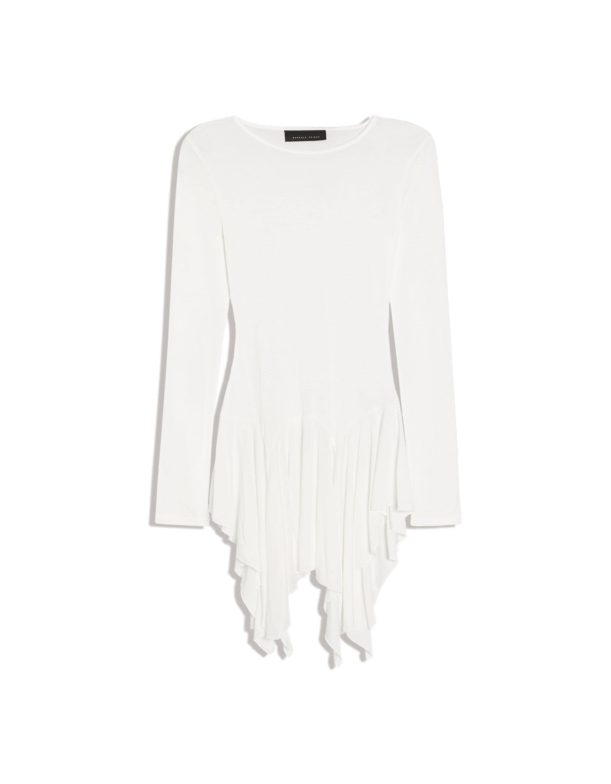 Long-sleeved frill T-shirt — Off white