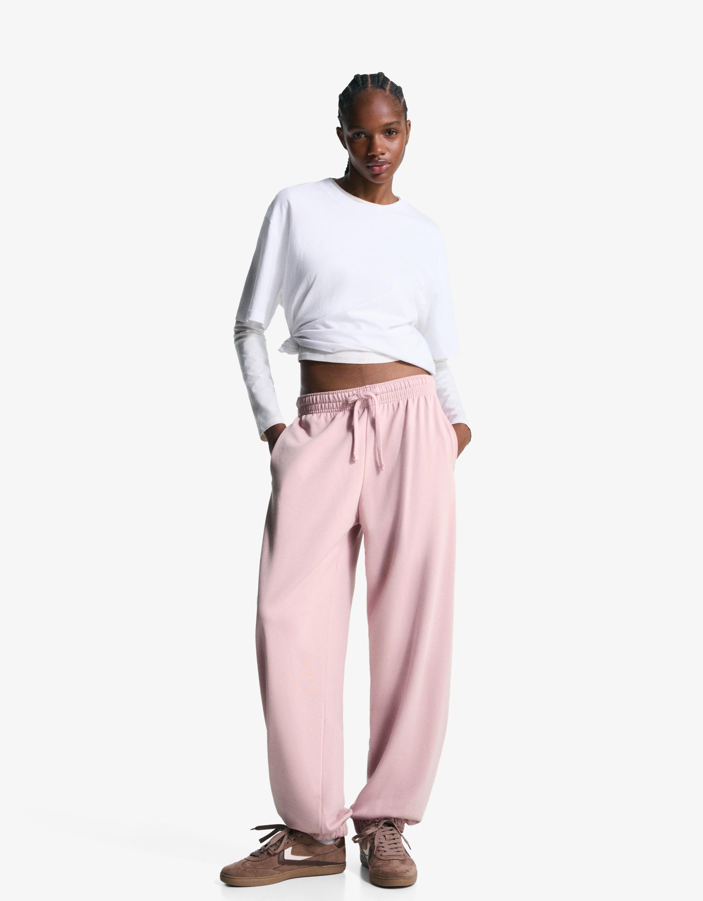 Bershka Joggerhose Aus Plüsch Damen S Rosa
