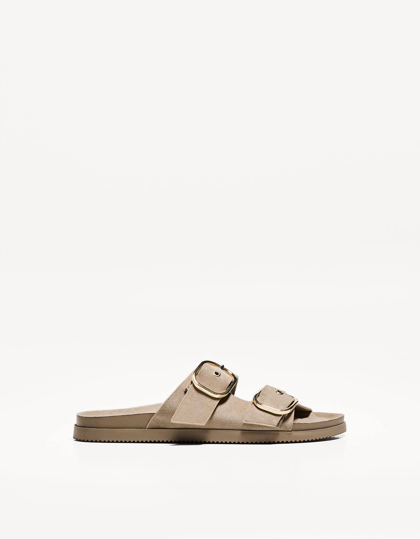 Bershka Sandalia Plana Hebillas Mujer 37 Arena