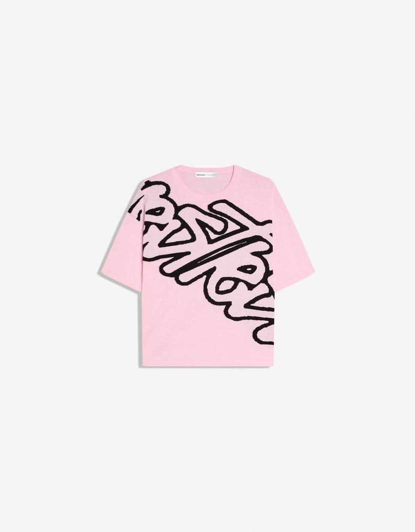 Camiseta manga corta print-Rosa