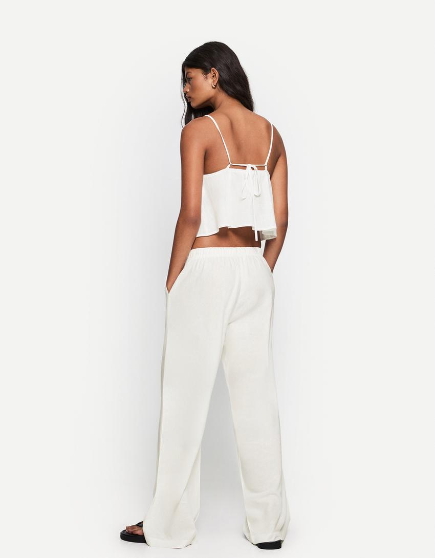 Set top e shorts semplici-Bianco-0