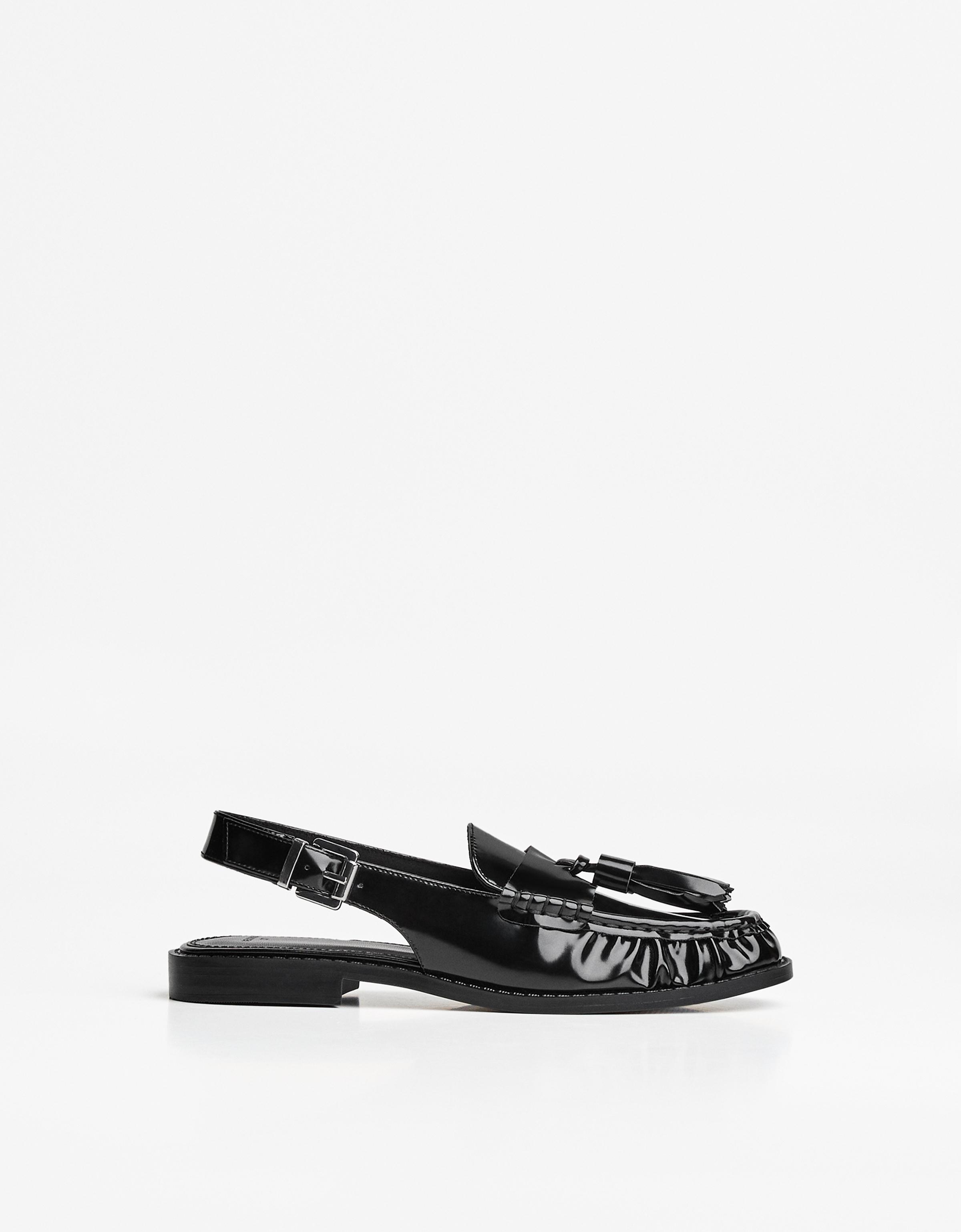 Bershka Slipper Mit Troddeln Und Offener Ferse Damen 39 Schwarz