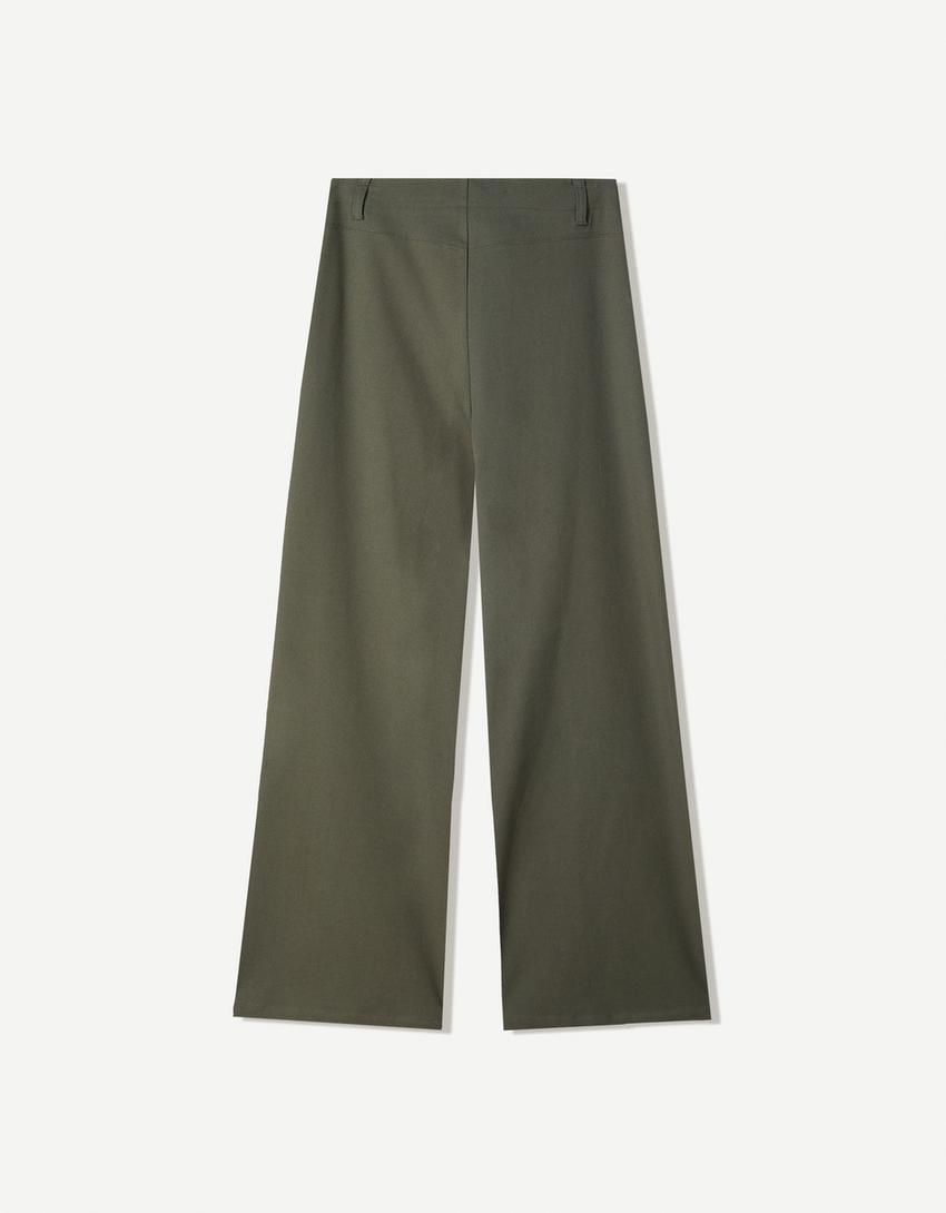 Pantalón wide leg-Kaki-4
