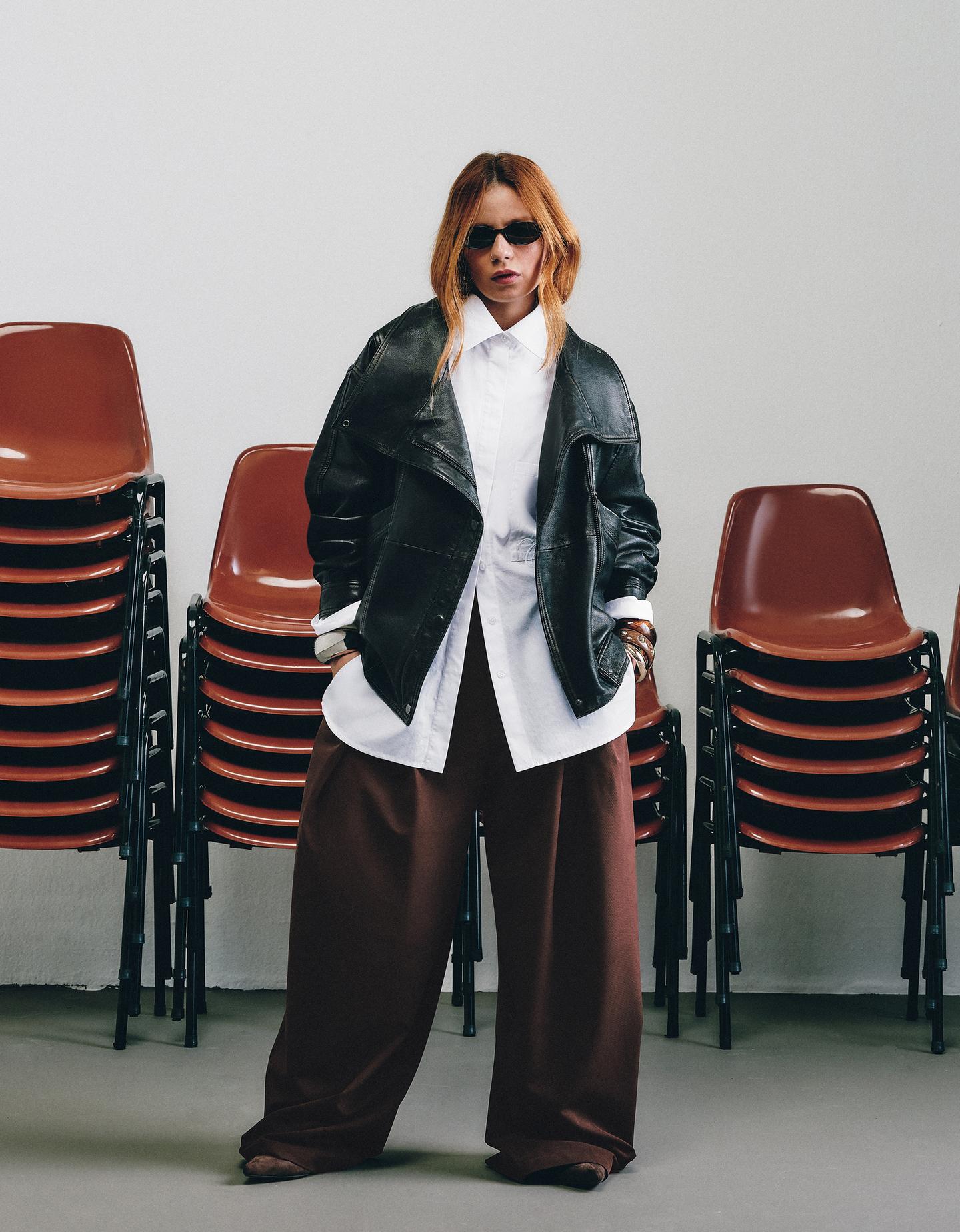 Bershka Pantaloni Barrel Fit Carol Biazin Collection Donna 38 (Eur 34) Marrone