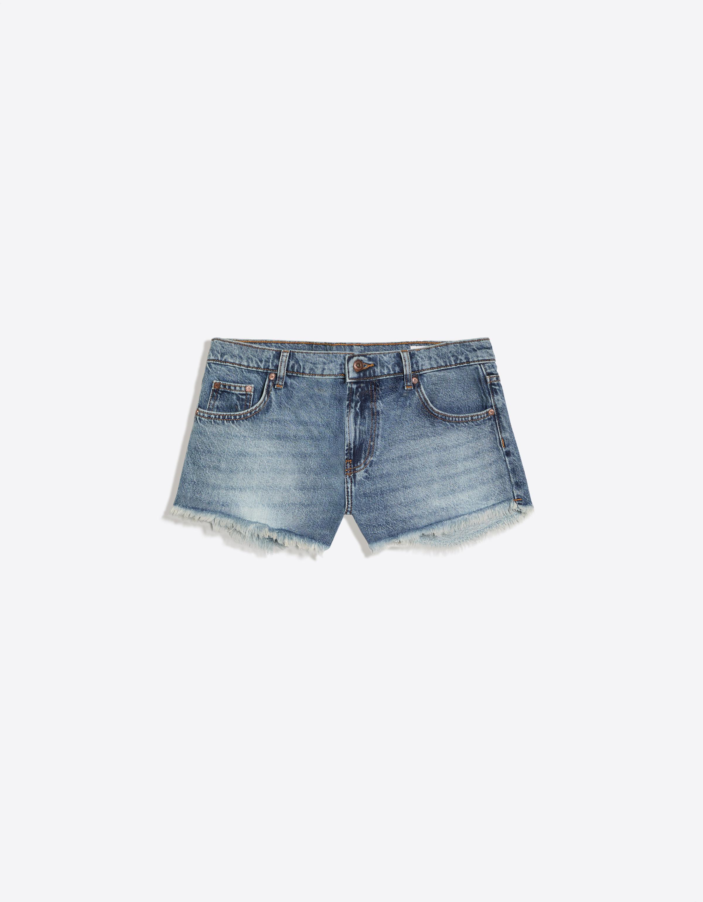 Frayed hem denim micro shorts