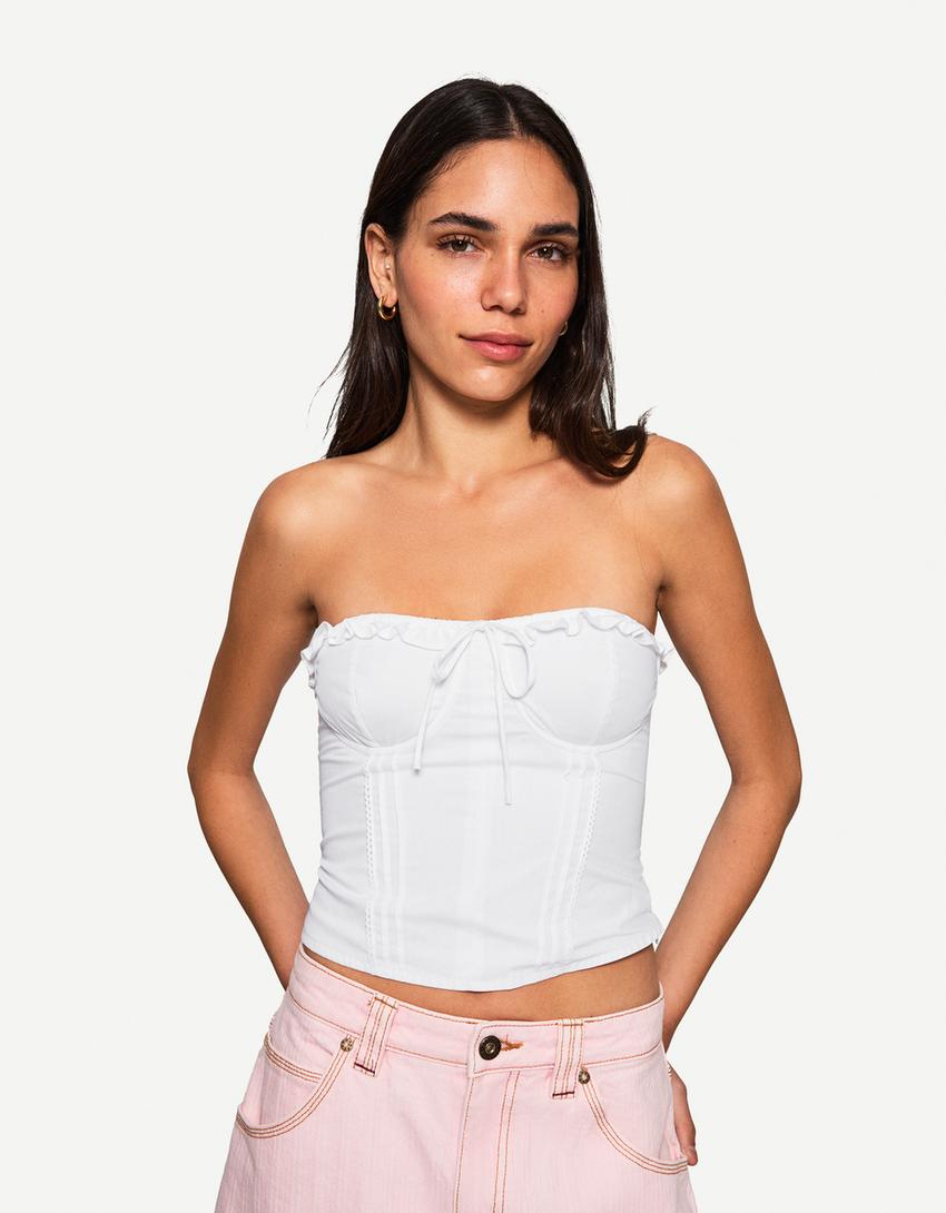 Top bandeau popeline-Blanc-0