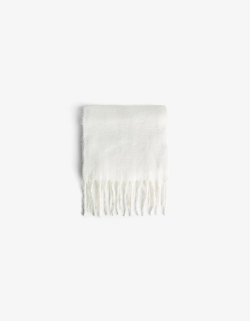 Solid-coloured scarf-Cream