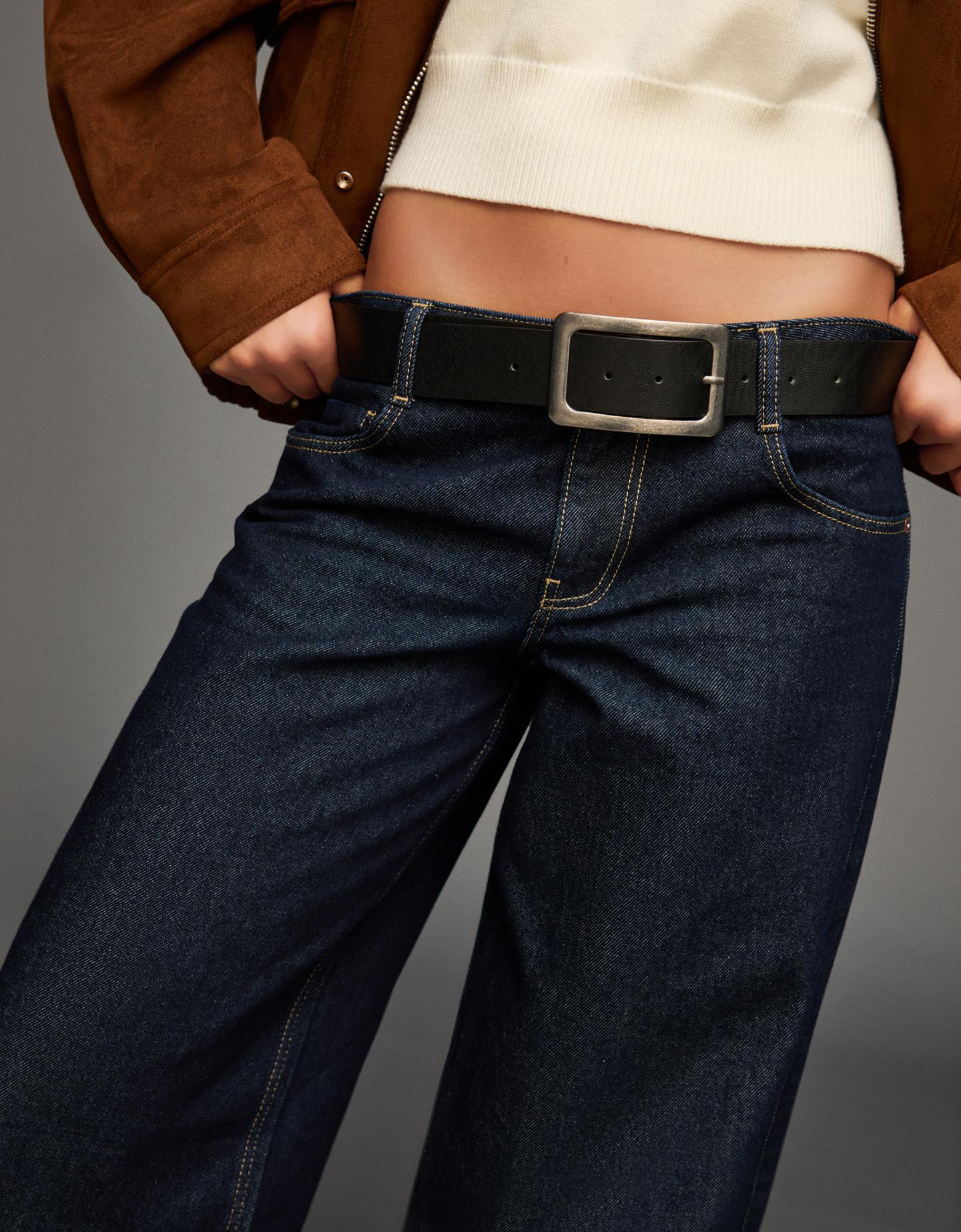 Bershka Cinturón Hebilla Ancha Mujer 85 Negro