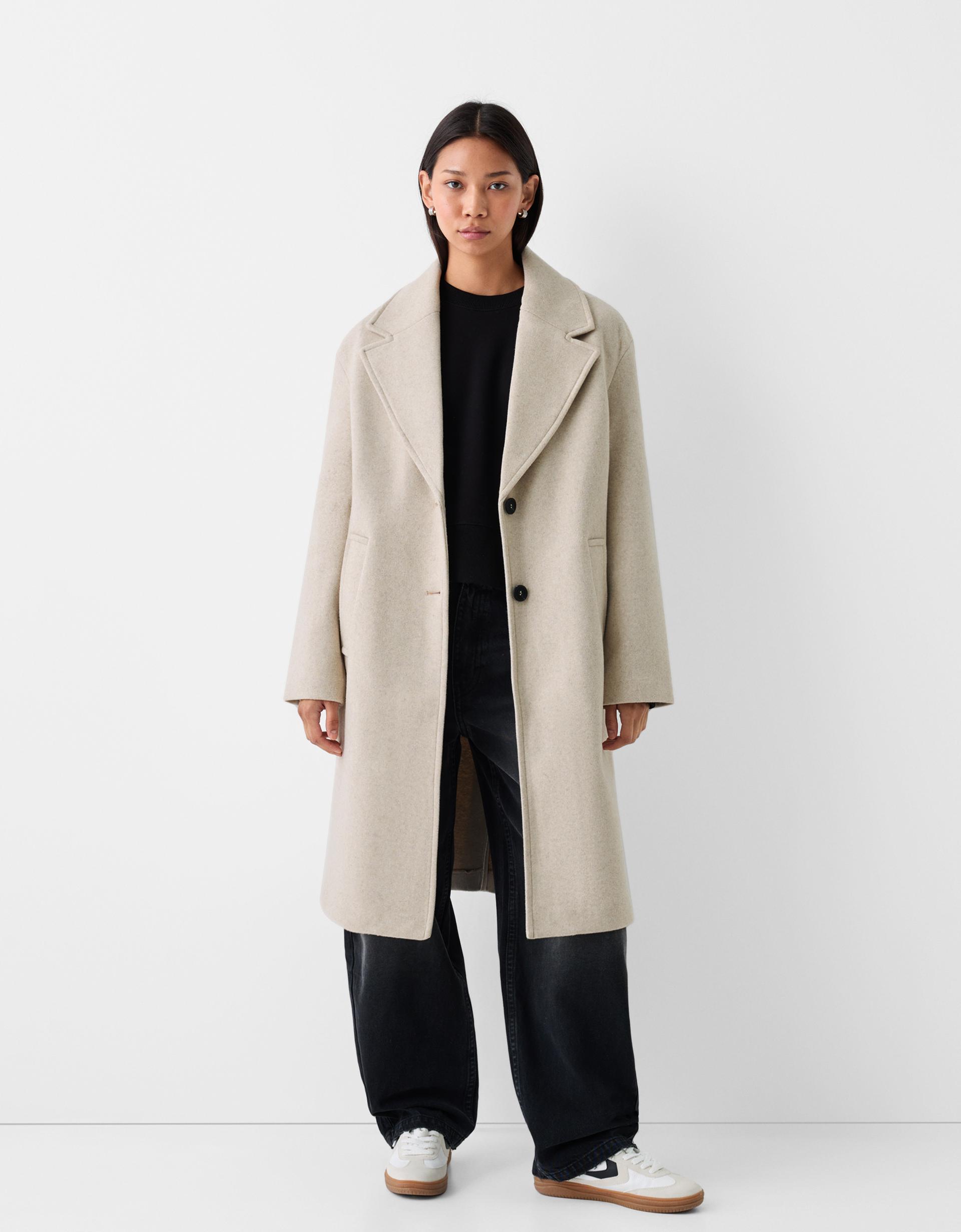 Oversized Trench Trenchcoat Beige Bershka Long Soft Coat Jackets