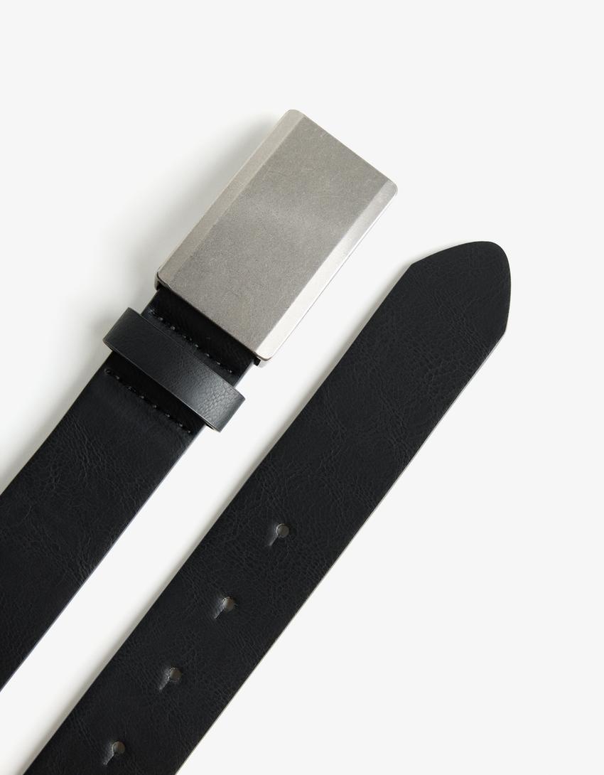 Cinto fibela placa-Negro