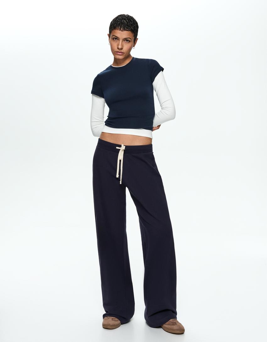 Plush jersey trousers-Navy