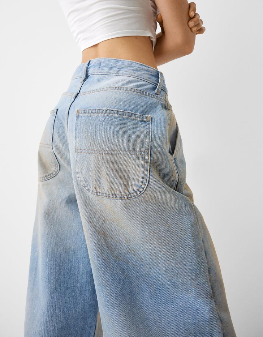 Jean skater fit effet délavé-Bleu clair-3