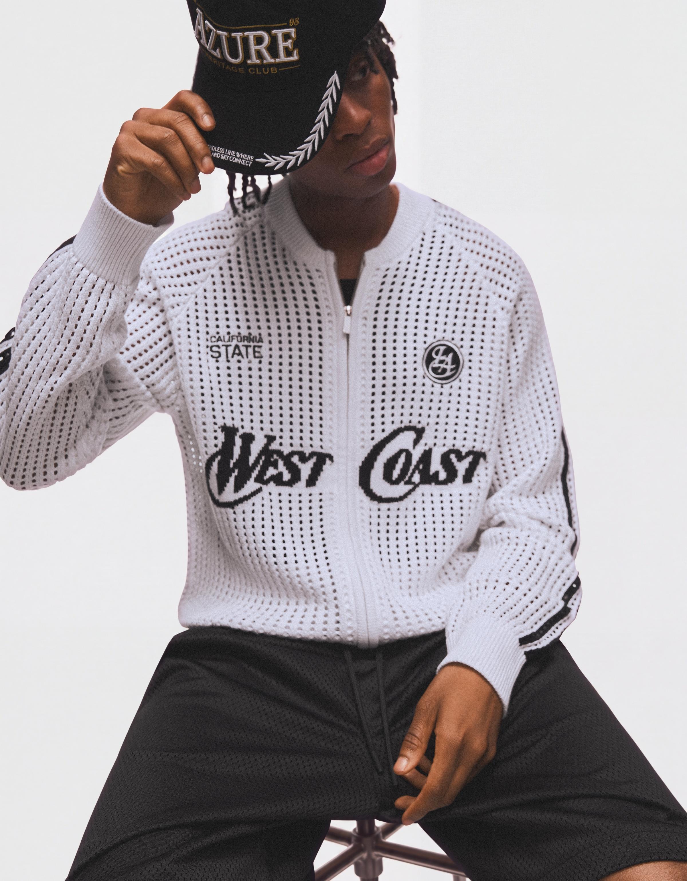 Retro mesh zip-up jacket — White