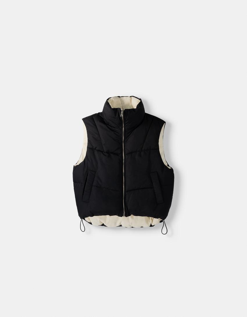 Reversible nylon gilet-Black-4