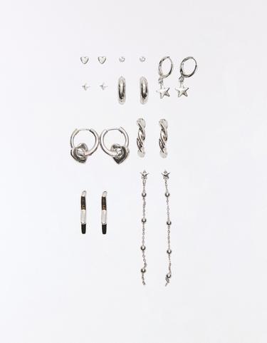 Pack of 9 assorted earrings — Silver 3