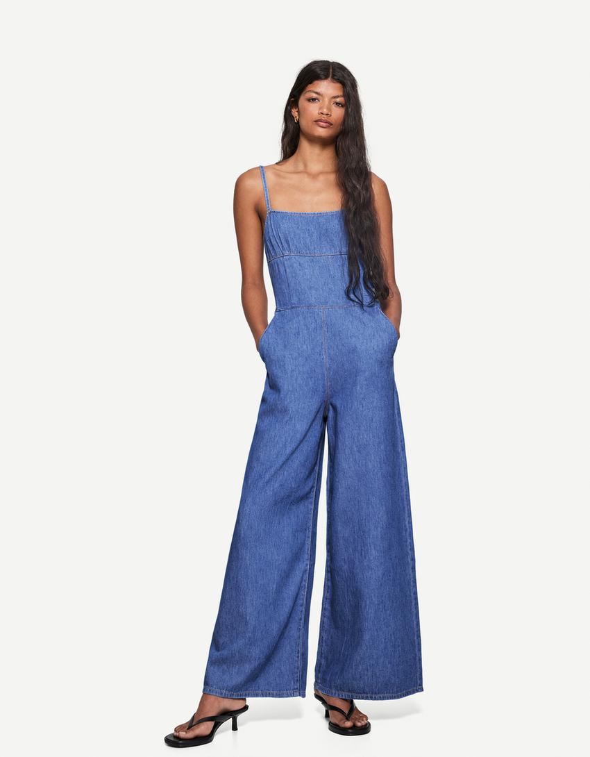 Denim jumpsuit-Light blue