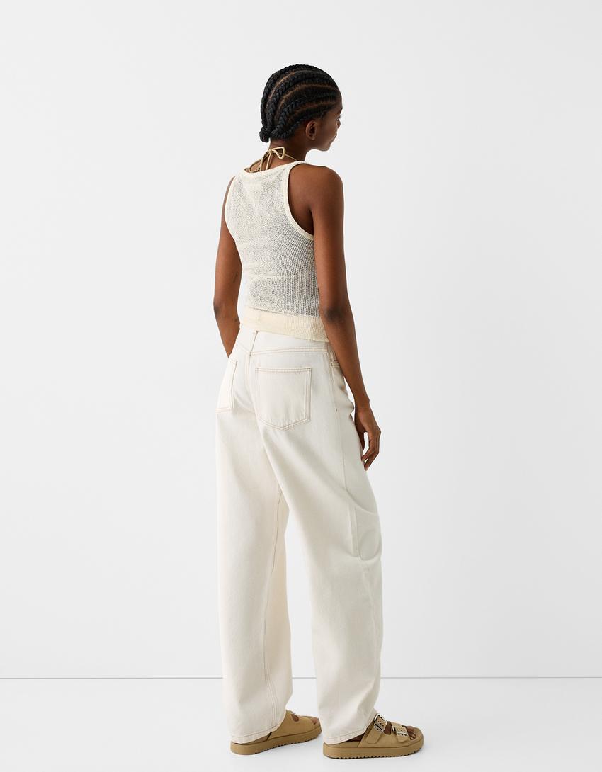 Strappy rustic top-Cream-1