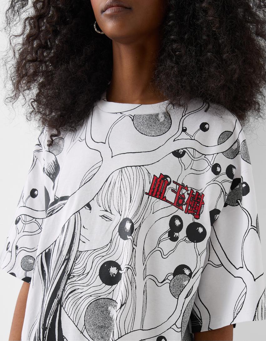 T-shirt manches courtes boxy fit imprimé Junji Ito Collection-Noir-7