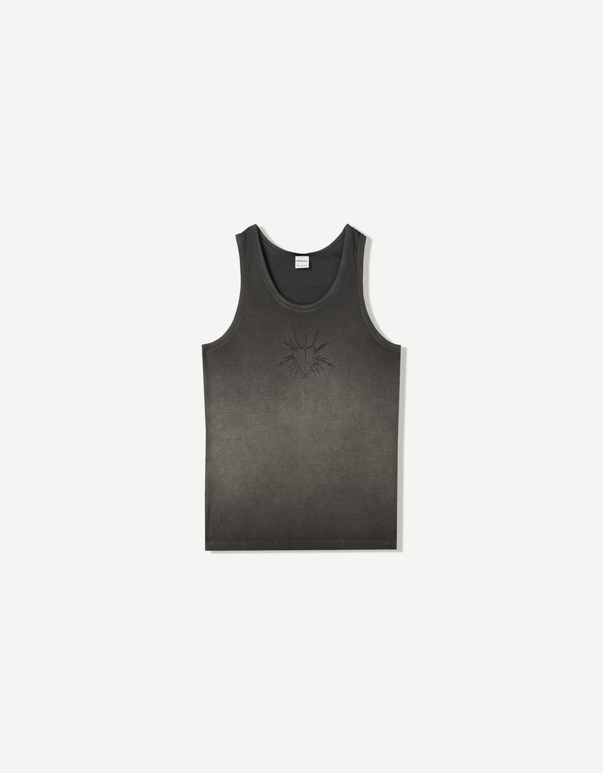 Camiseta tirantes rib print-Gris-4