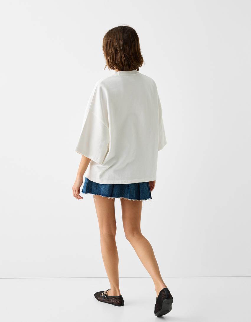 T-shirt manga curta cropped felpa-Branco-1