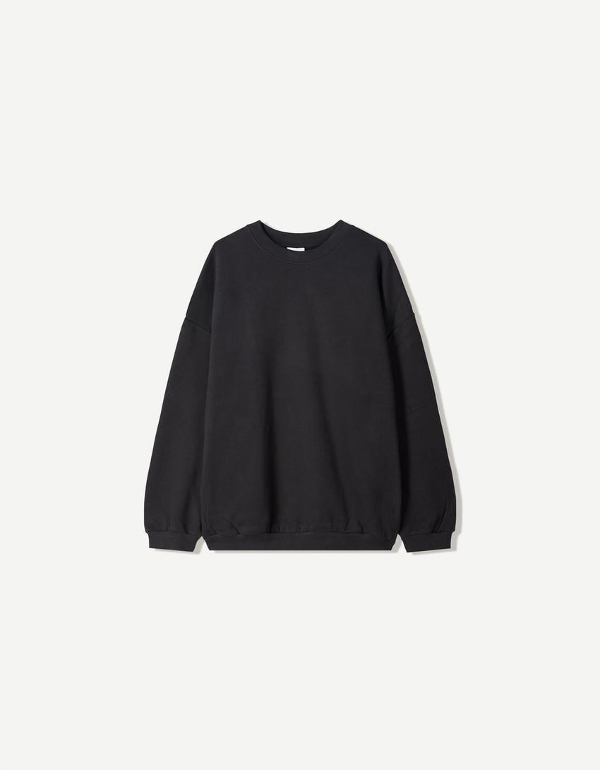 Oversize-Sweatshirt mit Taschen-Schwarz-3