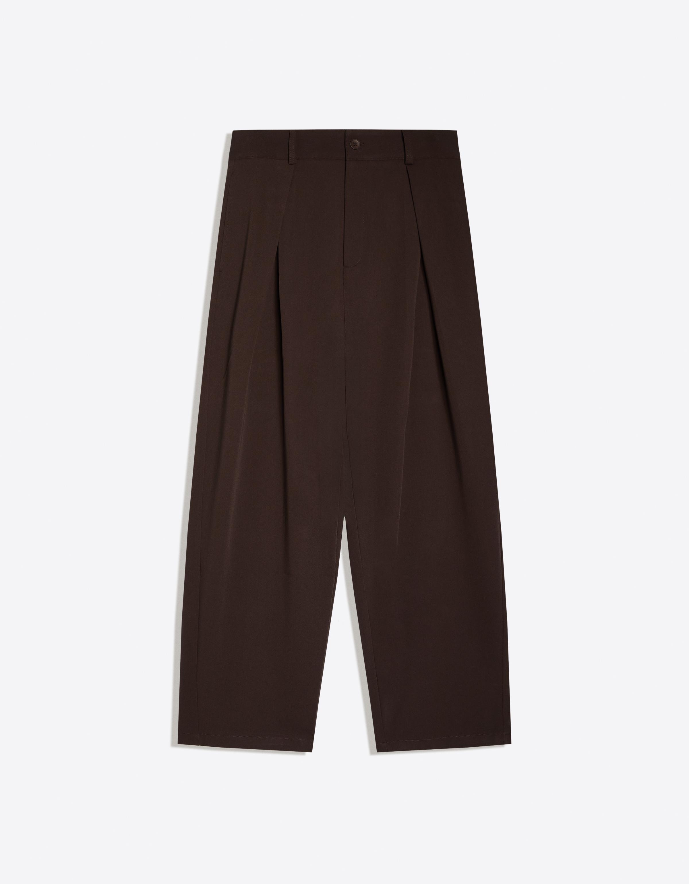 Pleated baggy trousers — Brown
