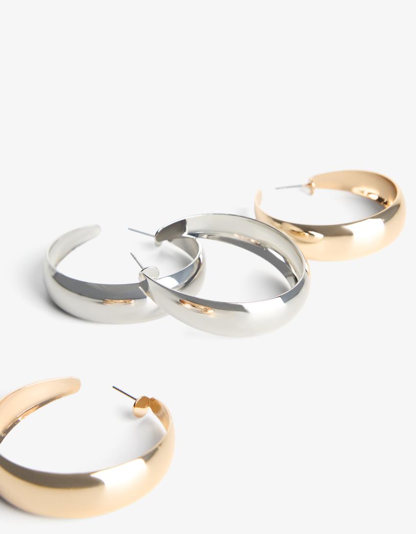 Pack de 2 brincos de argola-Dourado