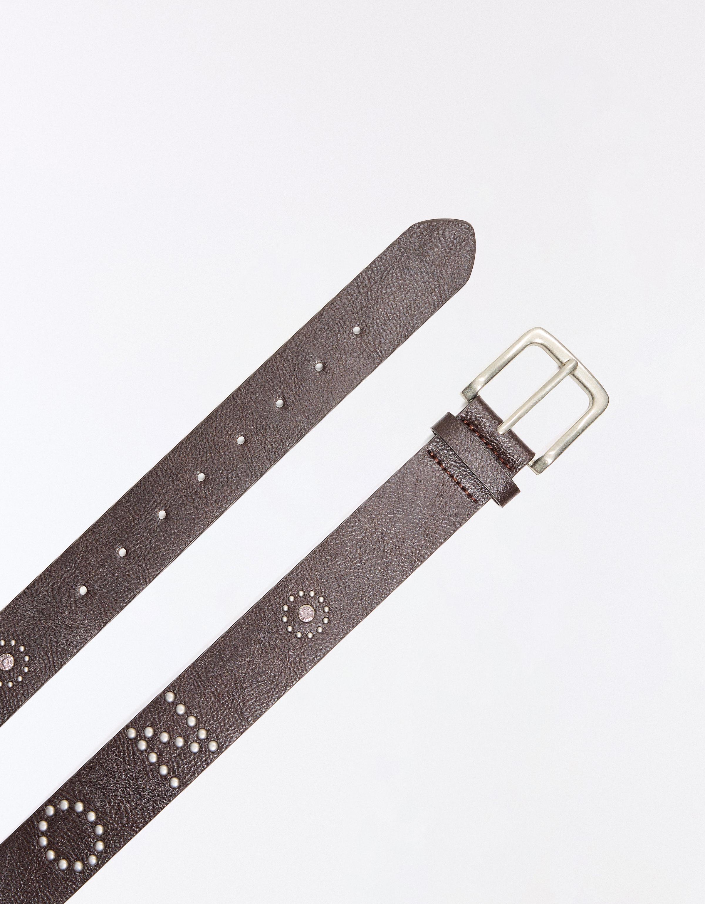 Studded letter belt — Brown