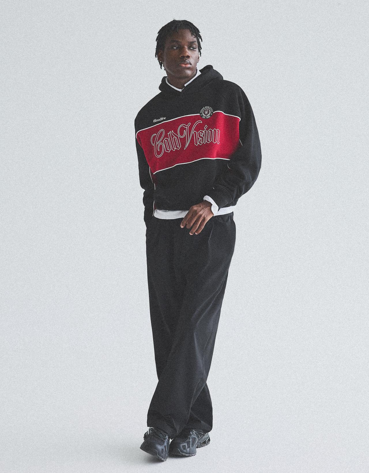 Contrast print hood sweatshirt — Black