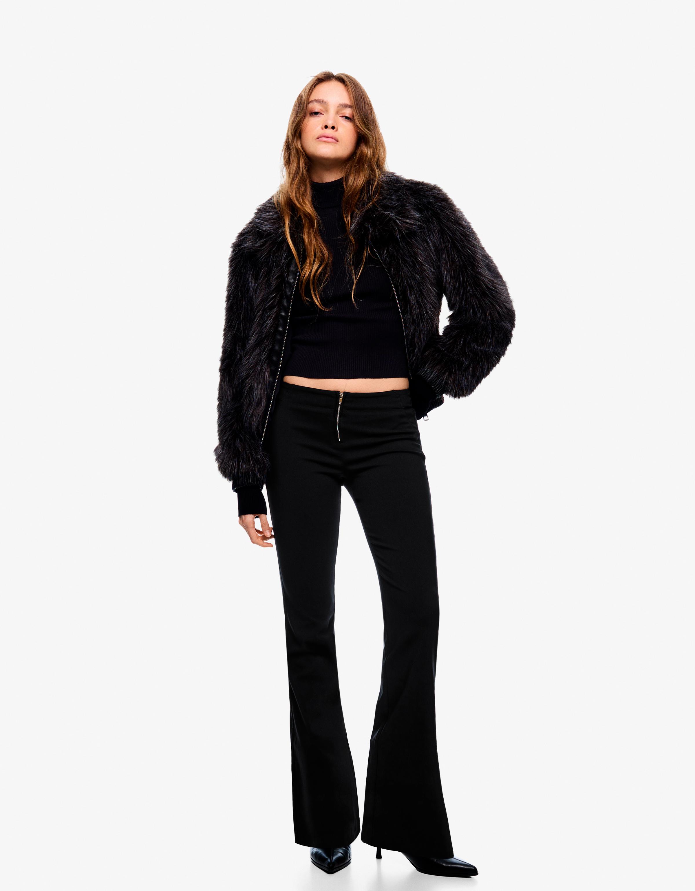 Bershka Bengalin-Hose Mit Reißverschluss Damen 36 Schwarz