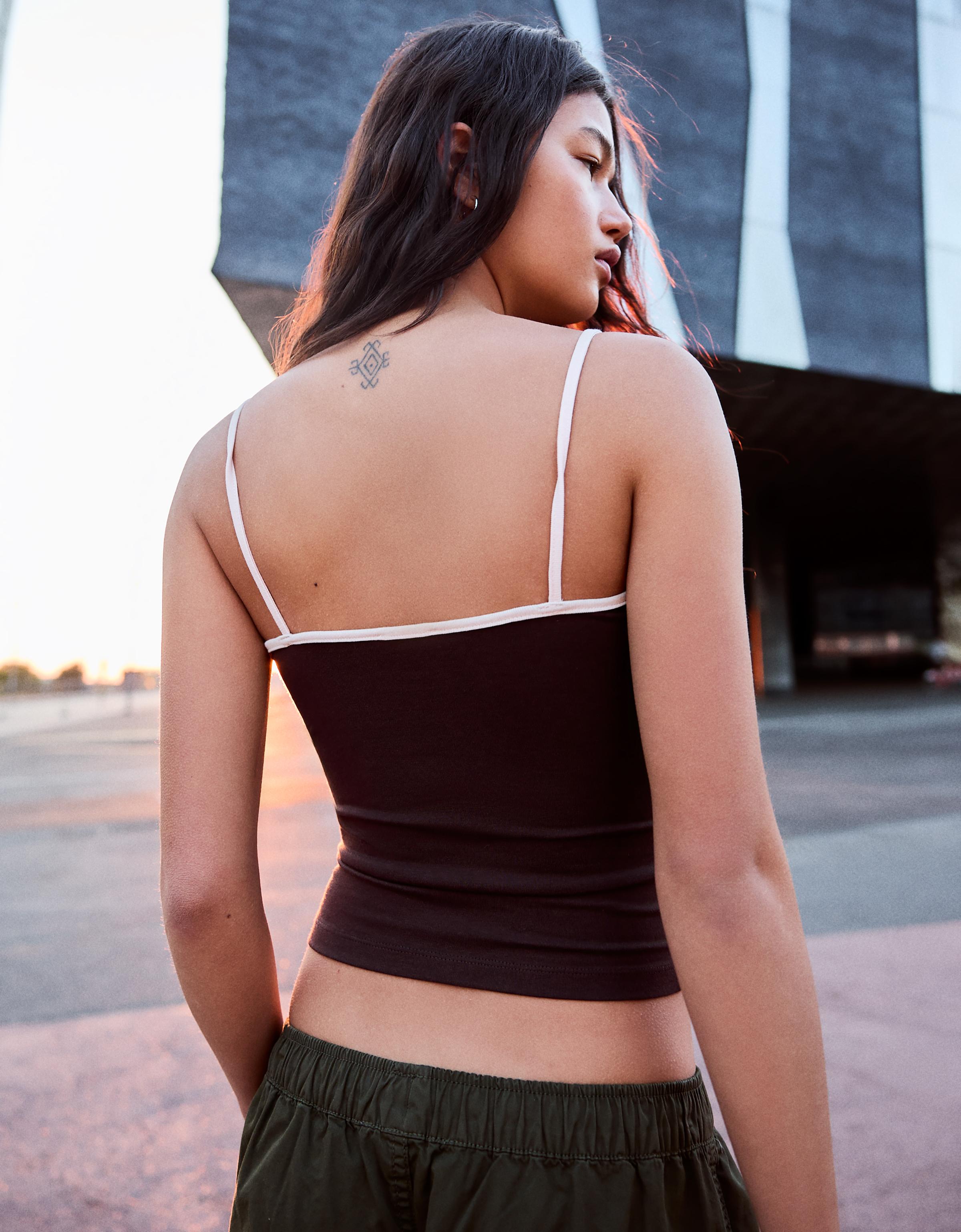 Contrast strappy top — Violet