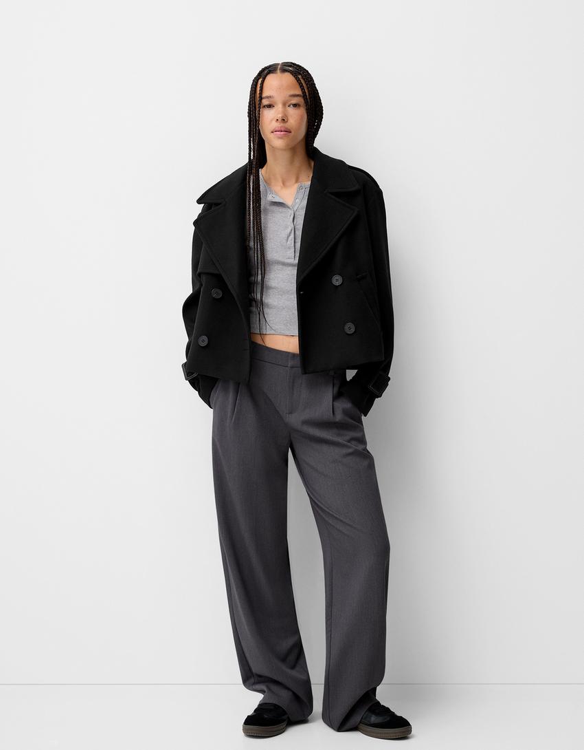 Korte zachte trenchcoat-Zwart